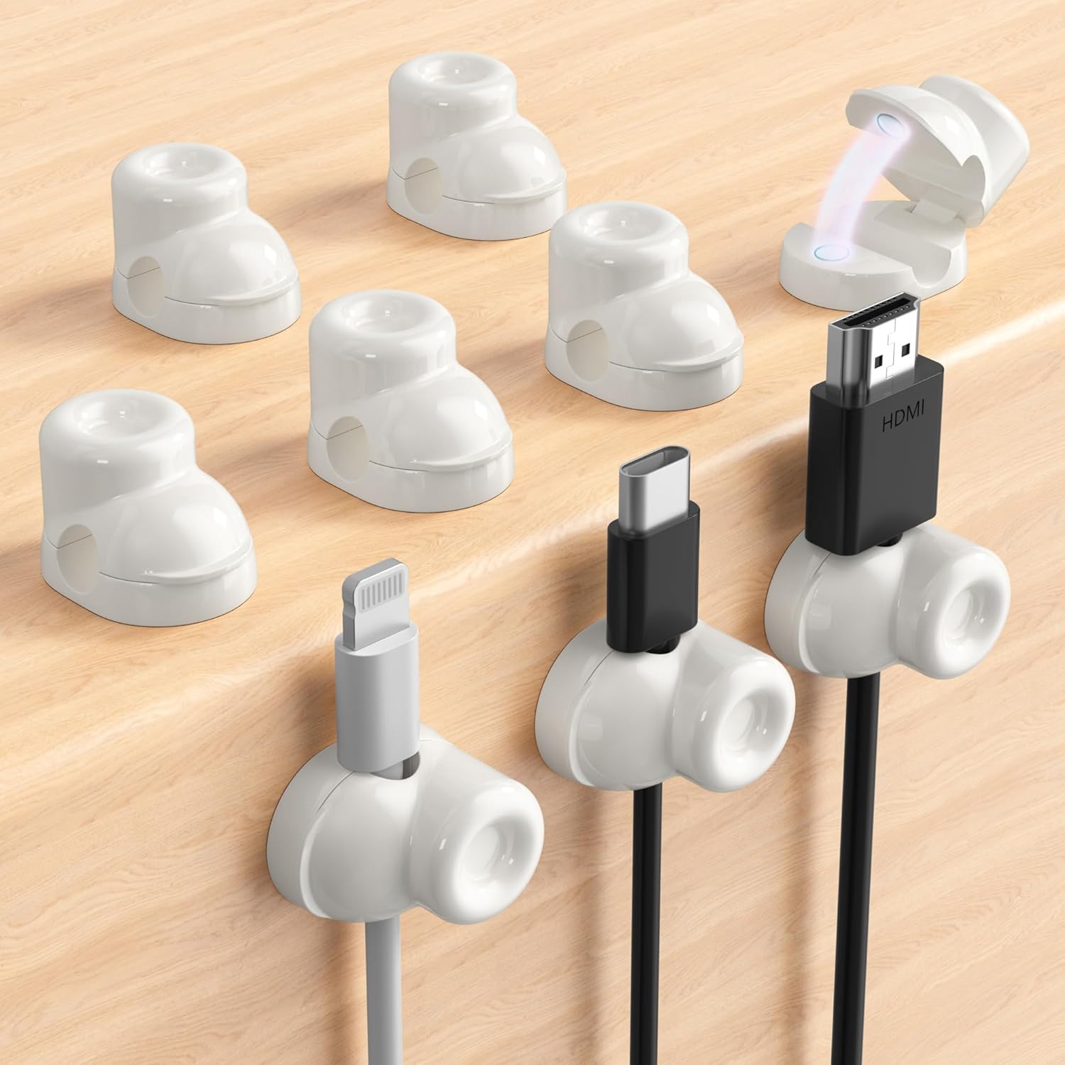 Magnetic Cable Clips, Adjustable Cord Holder Management, Adhesive Wire Keeper Organizer for Home Office Desk Phone PC Car ...