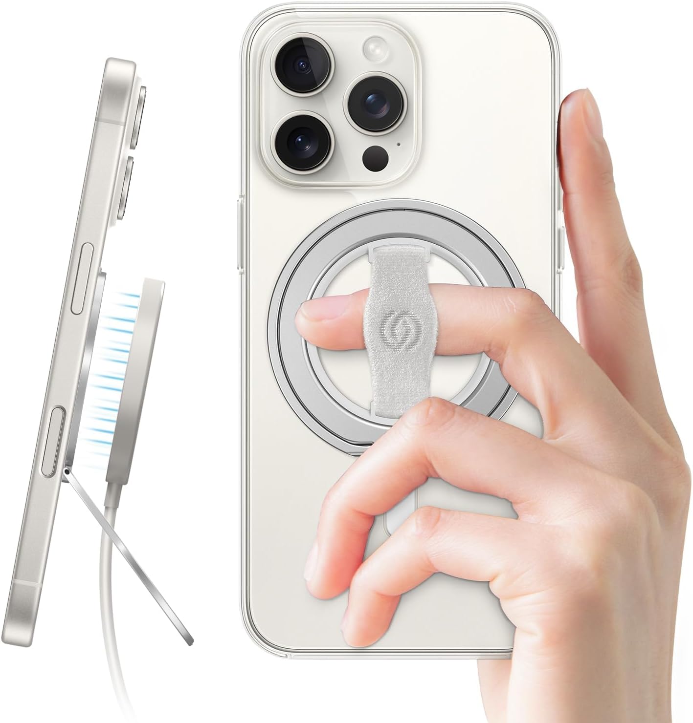 EWA MagOne 3rd Gen [Compatible with MagSafe] Phone Grip Stand with Finger Strap, Removable Magnetic Ring Holder Kickstand ...