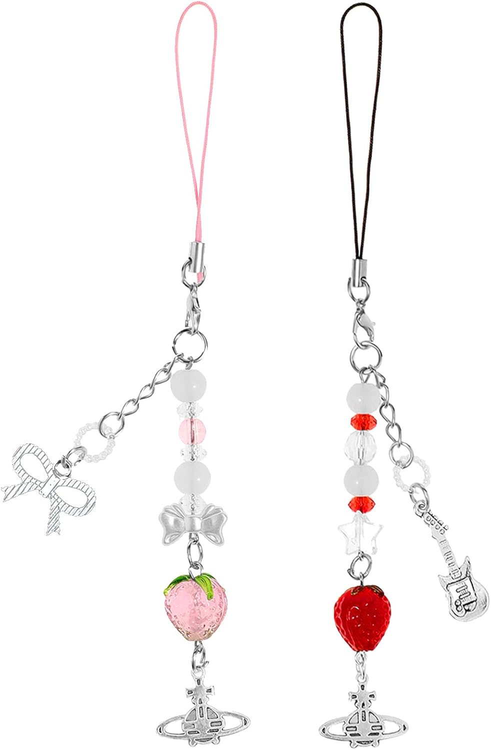 cioatu 1-4PCS Cute Phone Charms Aesthetic Y2K Cell Phone Charms Strap Pink Strawberry Butterfly Star PhoneCharm Y2K Access...