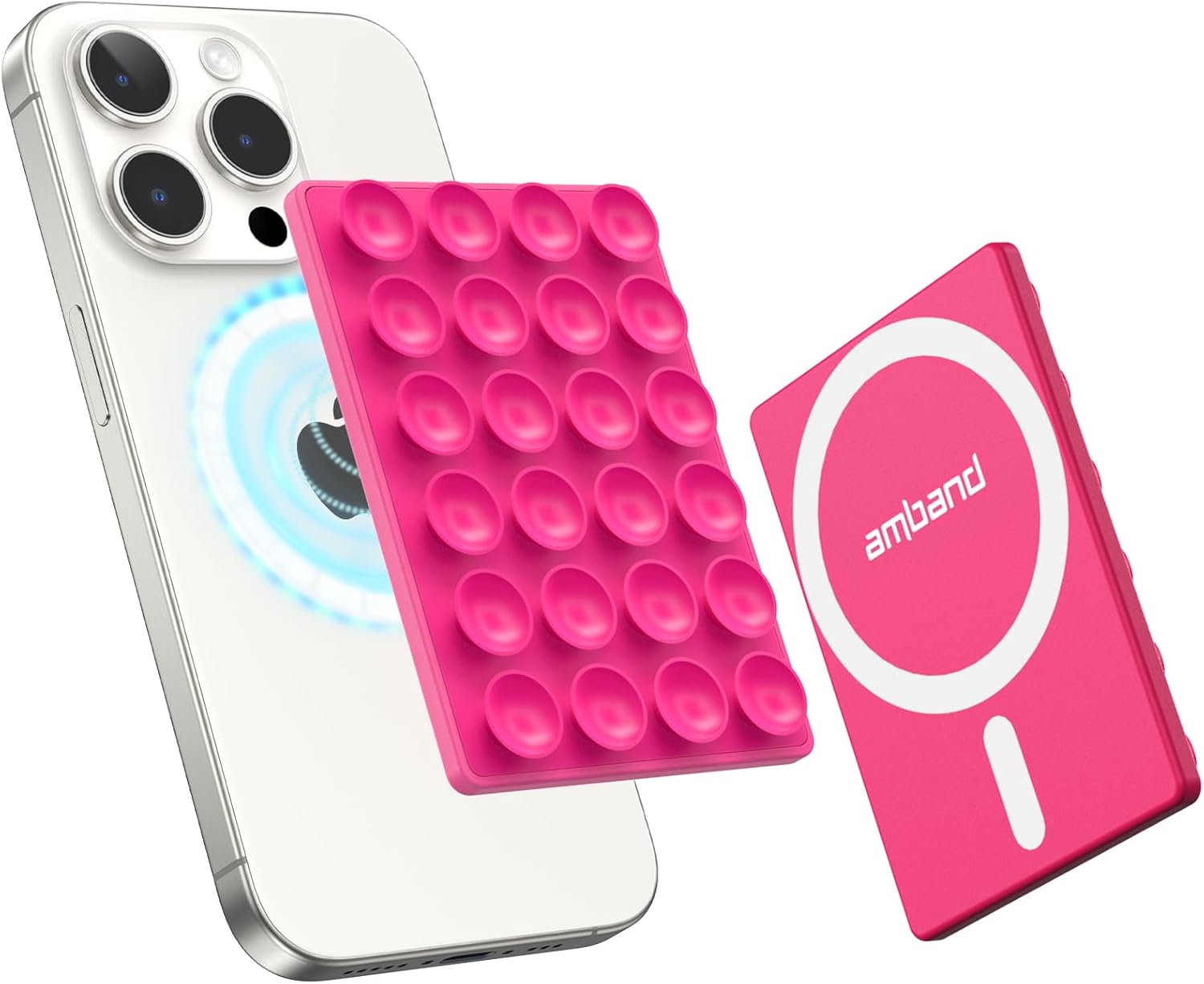 amBand Cute Preppy Stuff Silicone Suction Cup Phone Mount, Detachable Sticky Grip Holder for MagSafe Case, Easy to Use Vid...