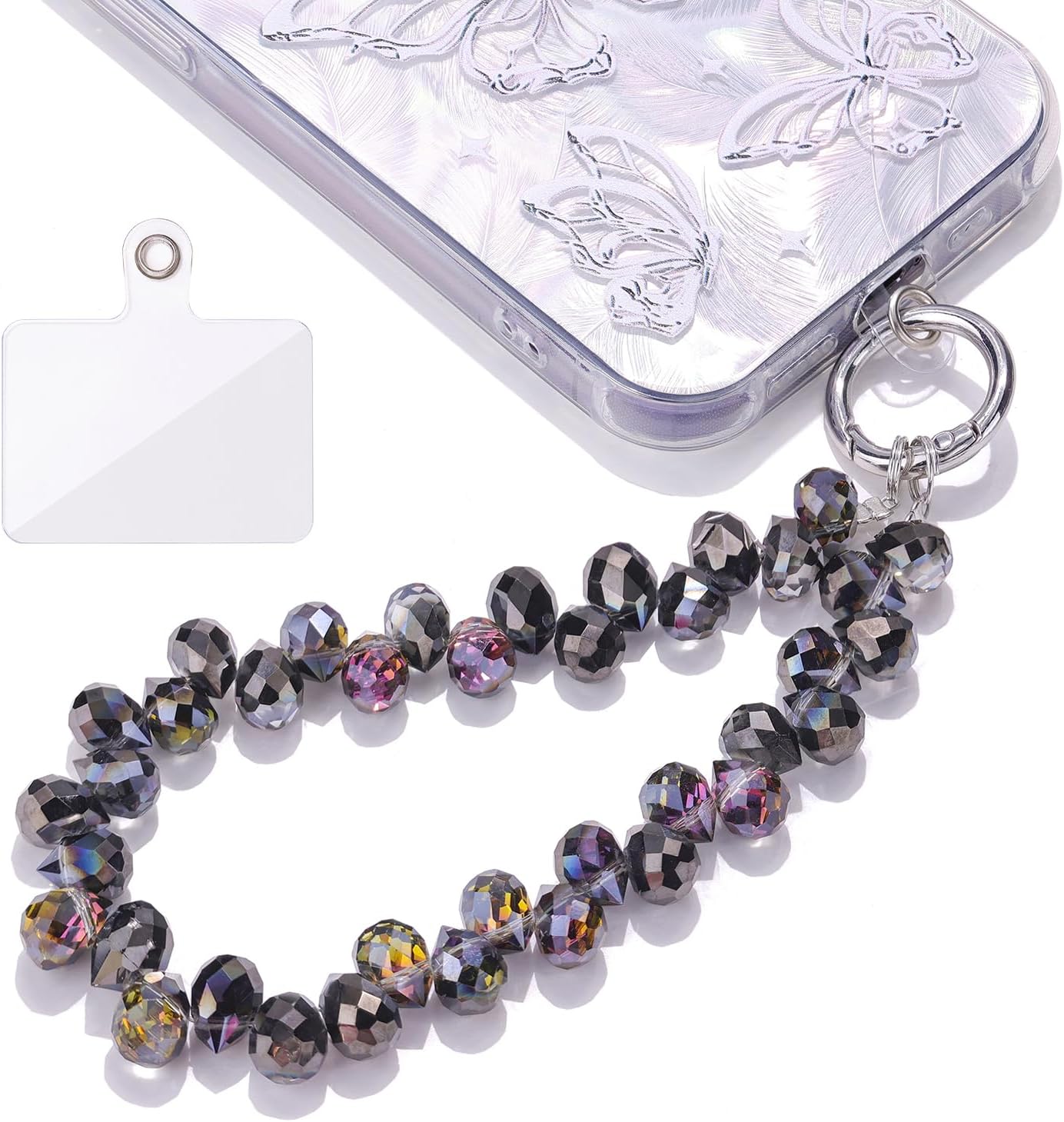 TINKRSTUFF Cool Detachable Phone Charms Clear White AB Colors Bedazzling Glass Beaded Anti-Theft Chain String Aesthetic Y2...