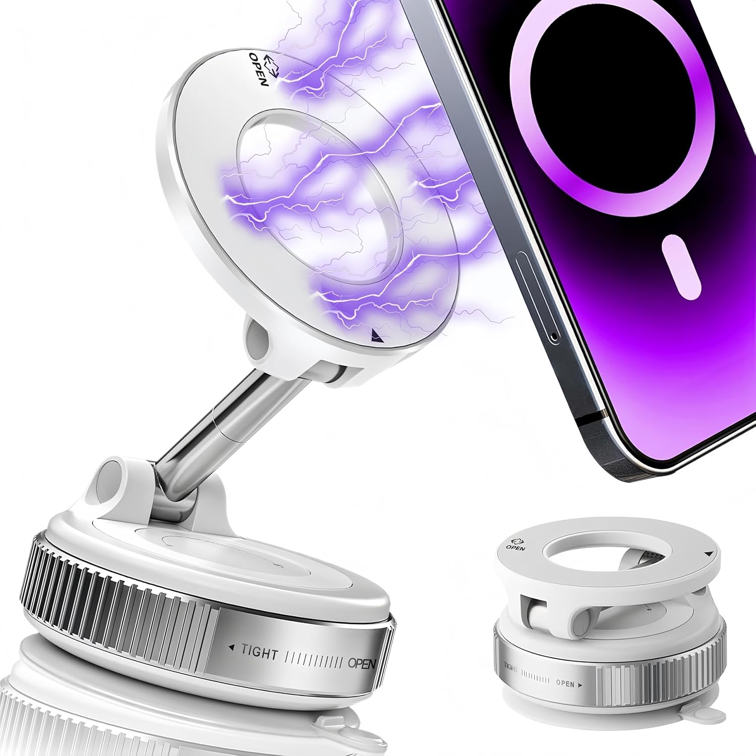 snanlen Upgraded 360° Vacuum Magnetic Phone Holder, Magnetic Car Phone Mount, Hands-Free Suction Cup Phone Holder for Car/...