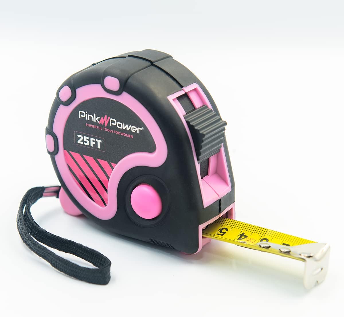Pink Power 25ft Pink Tape Measure - Measuring Tape for Women's Tool Kit with Retractable Blade and Lock Button - Girls Mea...