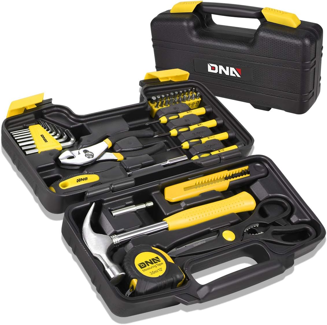 DNA MOTORING 39-Piece Household Tool Set General Repair Small Hand Tool Kit Storage Case for Home Garage Office College Do...