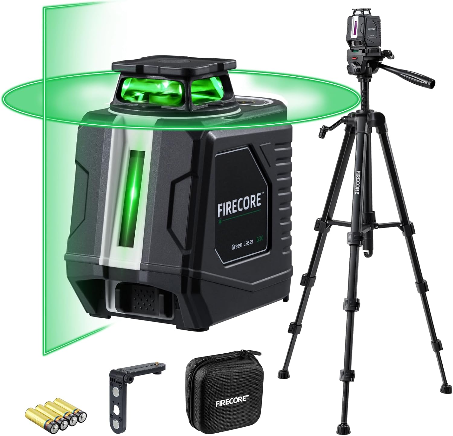 Firecore Laser Level with Tripod, 360° Self Leveling Cross Line Laser Level, Green Line Leveler Tool for Hanging Pictures ...