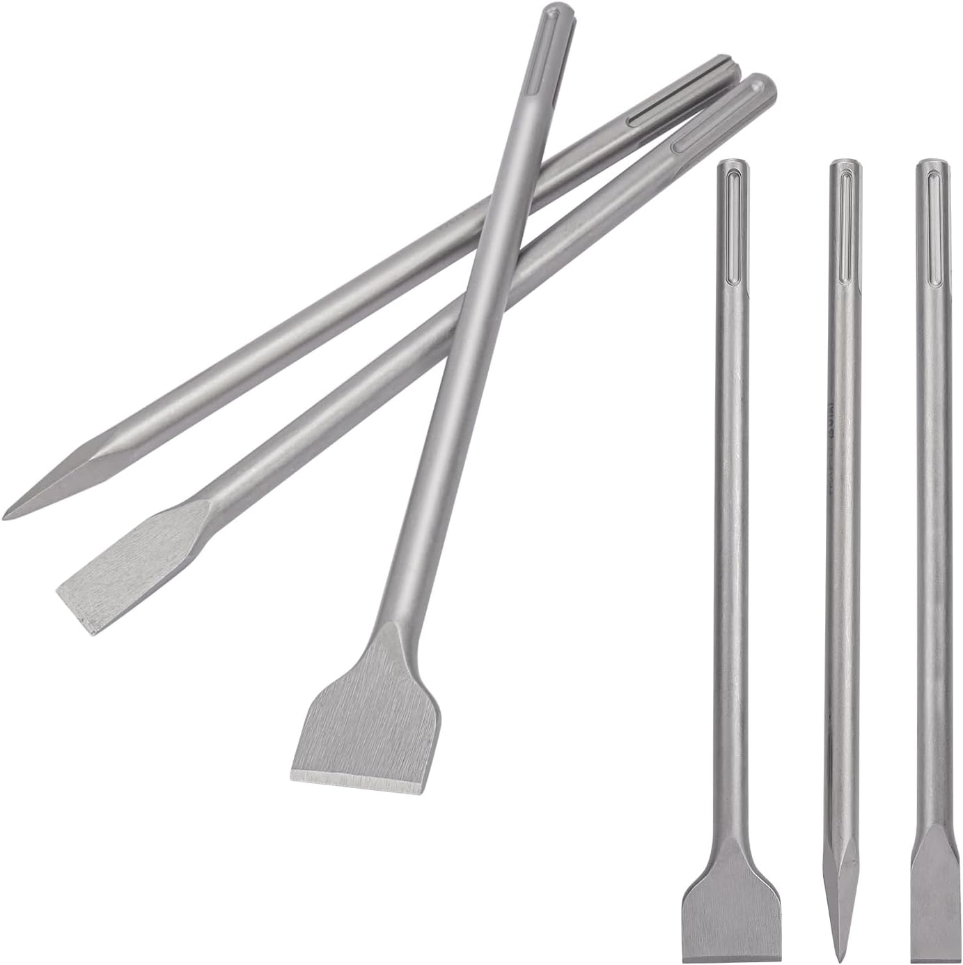 IHDYPPEW 6 PCS SDS Plus Shanks Chisel Set, Masonry Concrete Drill Bit and Superior 40Cr Steel Hammer Drill Bits Set, Perfe...