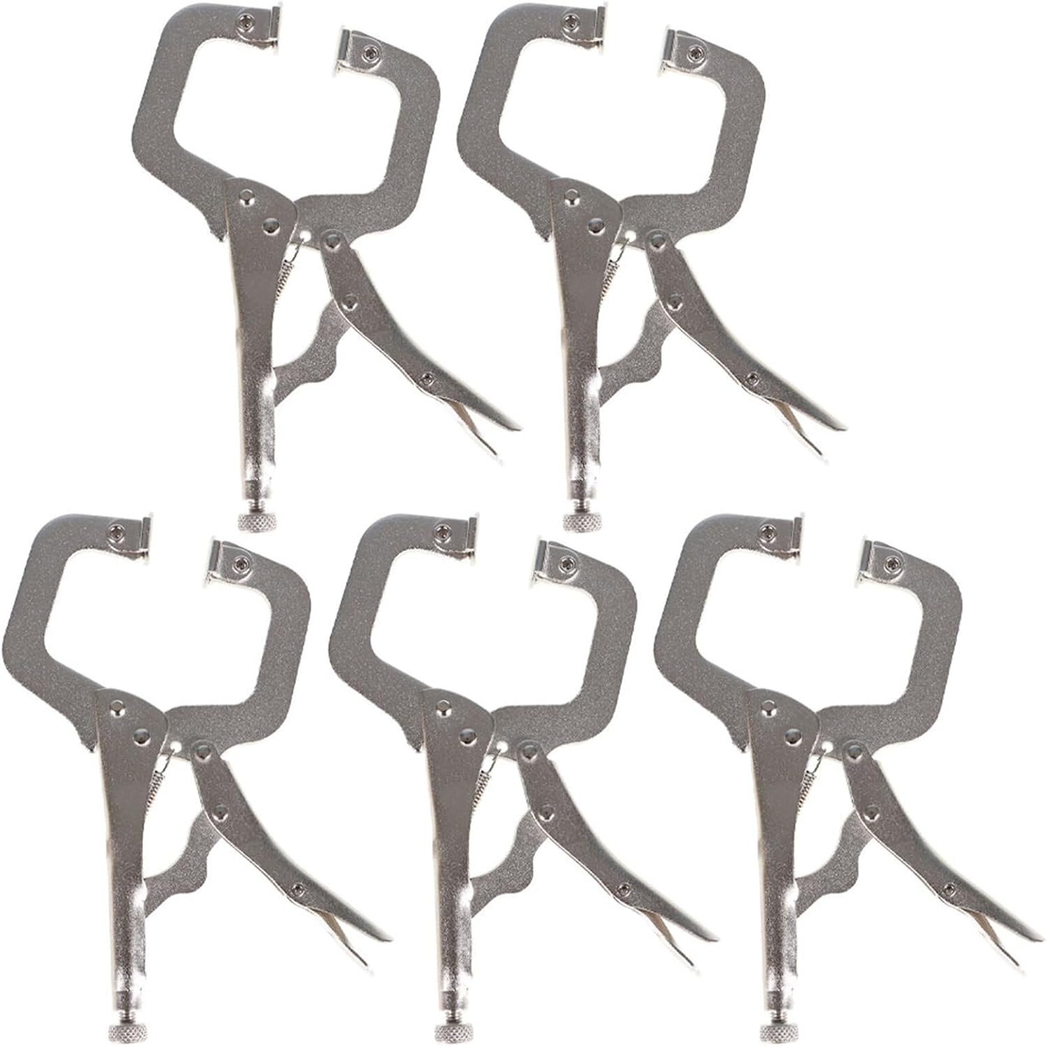 findmall 5Pcs 6 Inch Locking C Clamps with Swivel Pads Heavy Duty C-Type Locking Plier Table and Tool Vise Grip for Shop H...