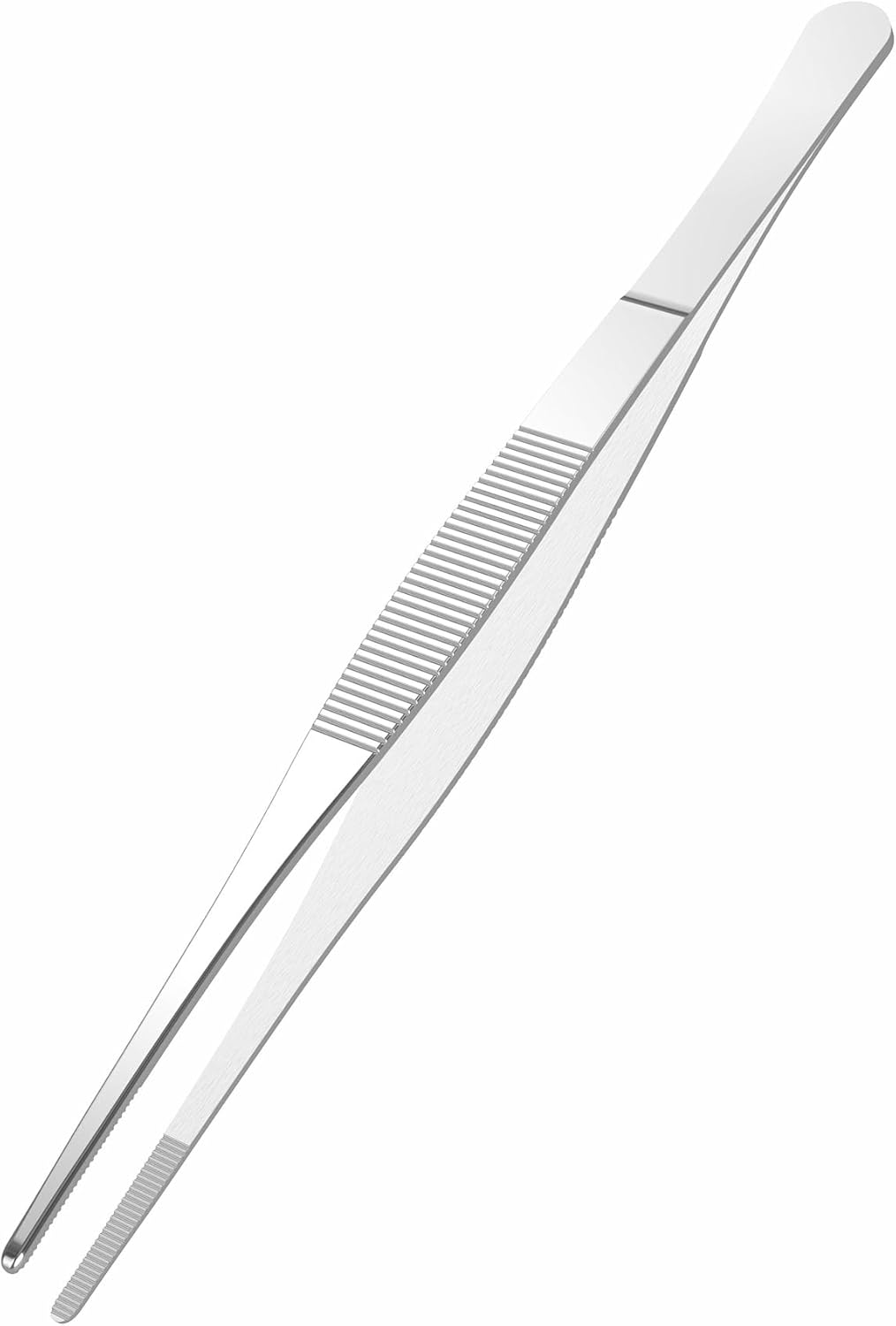 FOCMKEAS 5 PCS 7.1 Inch Stainless Steel Tweezers, with Straight Round Blunt Serrated Tip, 3/64 Inch Thickness Stainless St...