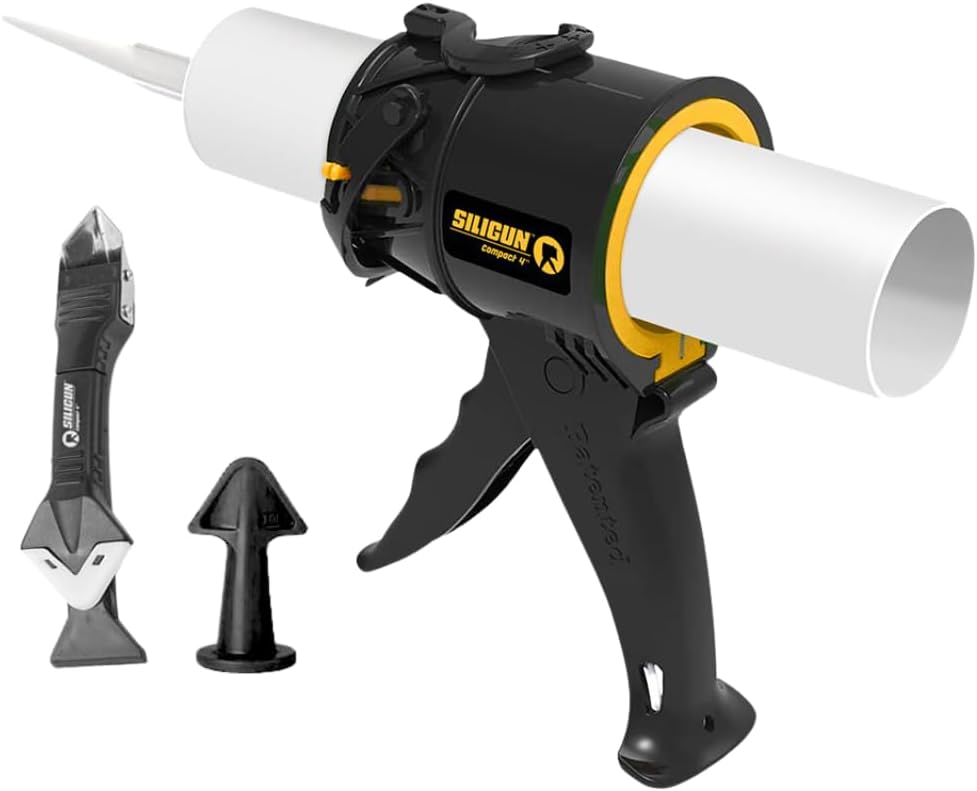 SILIGUN™ Compact Caulking Gun with Caulking Tools and Caulk Nozzle - No Drip Caulk Gun - Patented Design - Lightweight ABS...