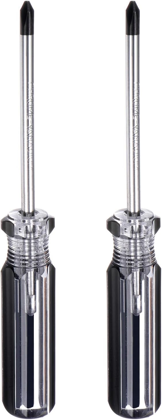 HARFINGTON 2pcs Magnetic Phillips Screwdriver 5x75mm Rod PH2 Carbon Steel Cross Head Screw Driver with Non-slip Handle for...