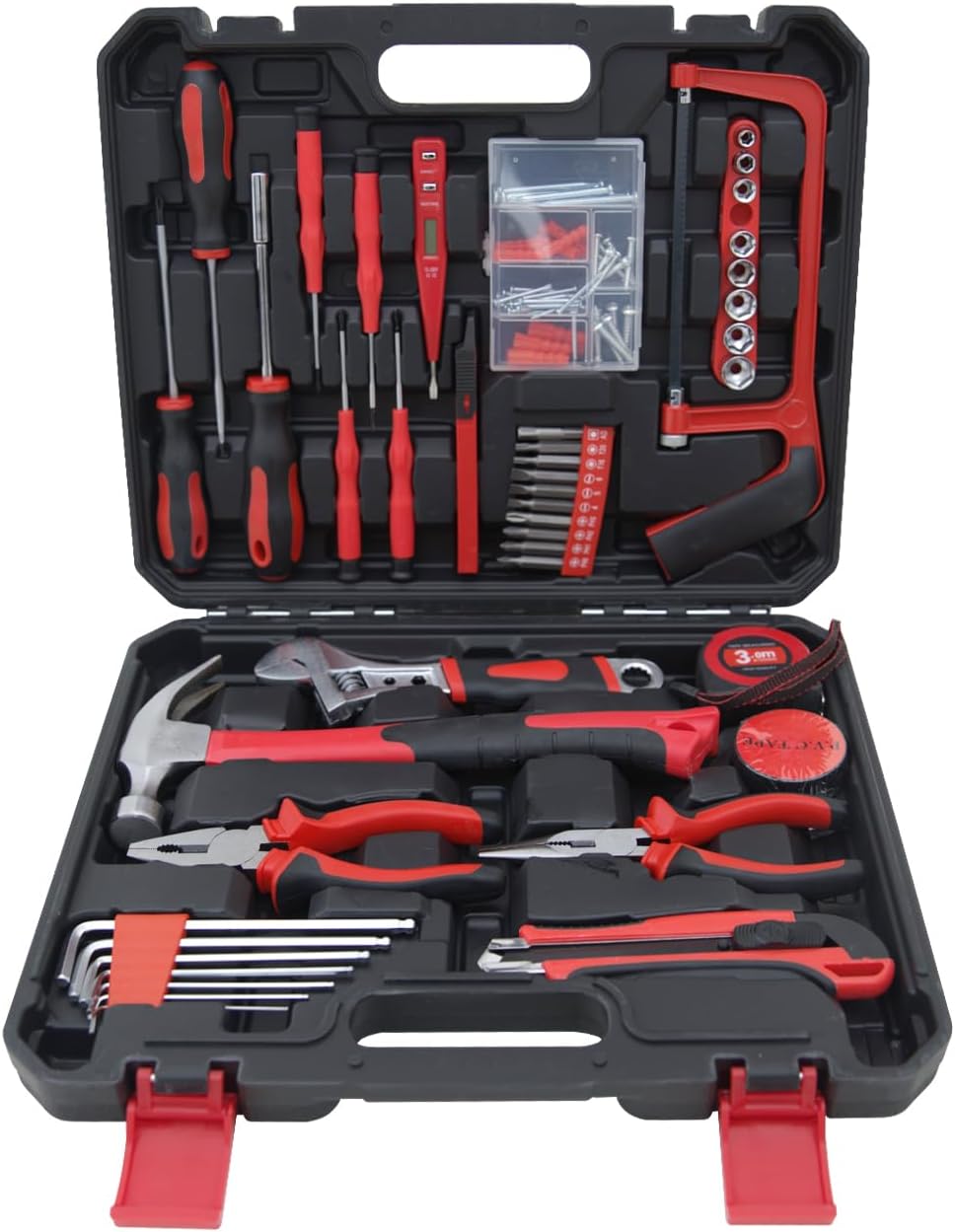 Hantinstom Household Tools Kit Essential Home Repair Set with Plastic Toolbox Ideal for College Students, Home Use & More